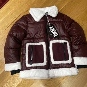 DKNY Girl 7/8  Sherpa Trim puffer jacket.